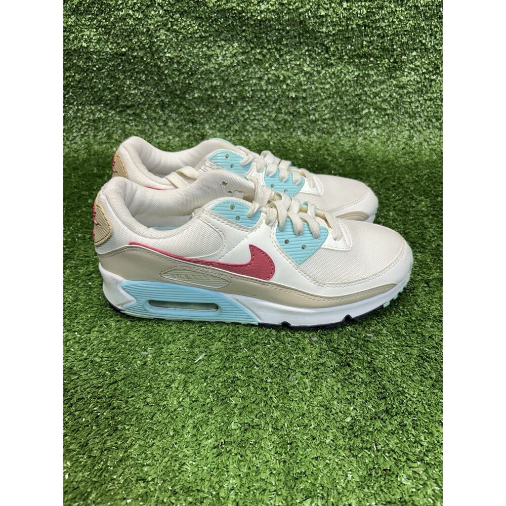 Nike Air Max 90 Teal Pink White Sneakers DQ4699-100 Size US 9 Women's Shoes